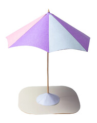 Handmade paper beach umbrella, isolated on white or transparent background cutout.