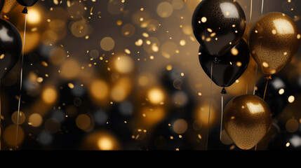 Obraz premium Gold and black balloons card or banner poster background