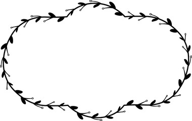 Horizontal Frame flower Wreath floral leaf borders square shape silhouette black decoration border Branch laurel wedding frames Botanical ornate Elements design badge decoration 