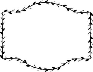 Horizontal Frame flower Wreath floral leaf borders square shape silhouette black decoration border Branch laurel wedding frames Botanical ornate Elements design badge decoration 