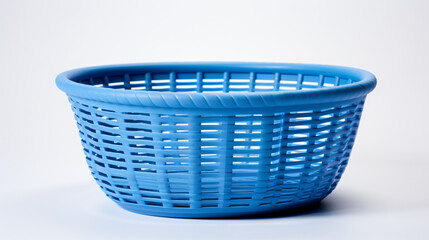 Empty blue basket on white background