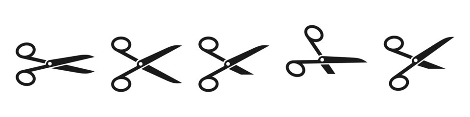 Scissors icon set. Collection of scissors cut. Vector illustration - obrazy, fototapety, plakaty