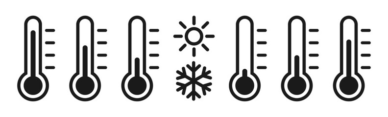 Temperature icon set. Temperature scale symbol. Vector illustration - obrazy, fototapety, plakaty