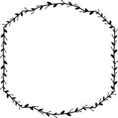 Horizontal Frame flower Wreath floral leaf borders square shape silhouette black decoration border Branch laurel wedding frames Botanical ornate Elements design badge decoration 