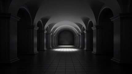 Empty dark corridor or walkway hall space