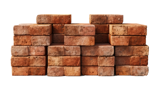 red bricks isolated on a transparent background