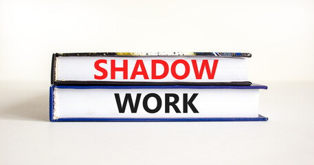 Shadow work psychology symbol. Concept words Shadow work on beautiful books. Beautiful white table white background. Psychology shadow work concept. Copy space.