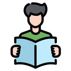 Reading icon. Filled outline design. For presentation, graphic design, mobile application.