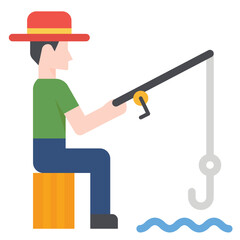 Fishing icon. Flat design. For presentation, graphic design, mobile application.