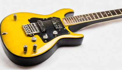 Yellow electric guitar isolated on a white background