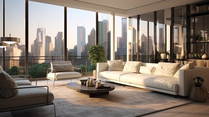 A modern and minimalistic urban apartment living area