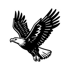 Monochrome Illustration of an Flying Eagle