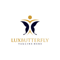 Elegant Beauty Butterfly Logo Vector Silhouette