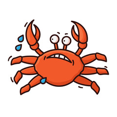 Crab running in fear cartoon isolated vector illustration Crab Meat Day on March 9