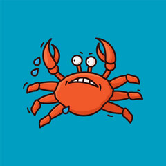Crab running in fear cartoon vector illustration for Crab Meat Day on March 9