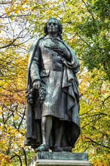 Friedrich Schiller monument at Maximiliansplatz square of Munich, Germany. The monument was...