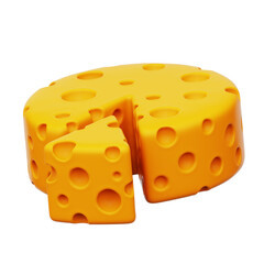 Cheese Wheel 3D Icon Isolated Transparent Background