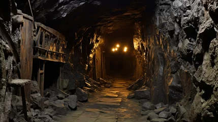 Papier Peint photo Noir Entrance to high peak mine tunnels