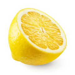 Lemon isolated. Ripe half of a lemon on a transparent background.