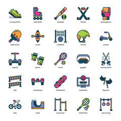 Urban Sport icon pack for your website design, logo, app, and user interface. Urban Sport icon filled color design. Vector graphics illustration and editable stroke.