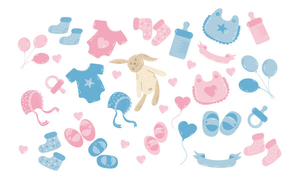 baby girl baby boy set vector illustration