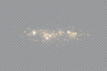 	
The dust sparks and golden stars shine with special light. Vector sparkles on a transparent background. Christmas light effect. Sparkling magical dust particles.	