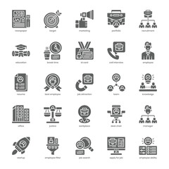 Recruitment icon pack for your website design, logo, app, and user interface. Recruitment icon glyph design. Vector graphics illustration and editable stroke.