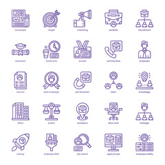 Recruitment icon pack for your website design, logo, app, and user interface. Recruitment icon basic line gradient design. Vector graphics illustration and editable stroke.