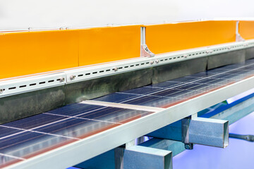 solar cell panels or photovoltaic module installation on device mounting in energy industrial with...