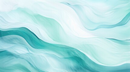 Serene Aqua and Teal Watercolor Waves Abstract Background