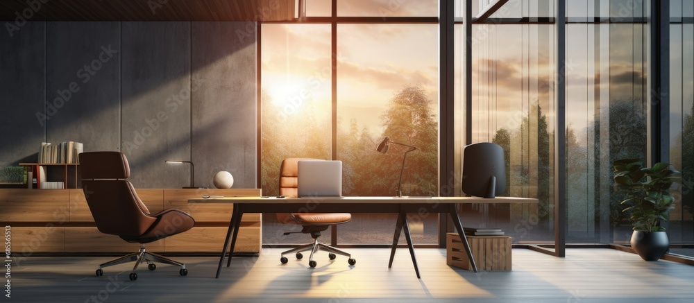 Poster zoomed view of contemporary high end office workspace copy space image