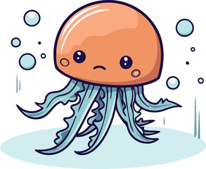Cute cartoon octopus vector illustration of a sea animal