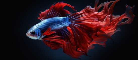 Underwater closeup of a Betta splendens fighting fish copy space image