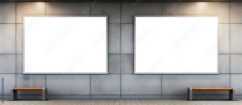 Poster two empty billboards for advertising on textured walls digital ad templates for ooh placement in sho