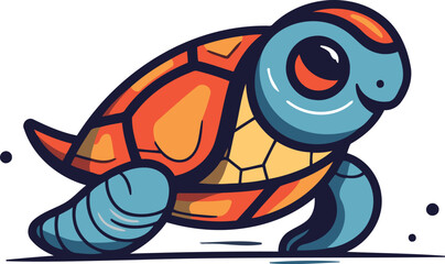 Fototapeta premium Cartoon turtle vector illustration of a sea animal cute cartoon turtle