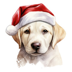 dog wearing santa hat