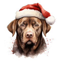 dog wearing santa hat
