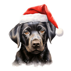 dog wearing santa hat