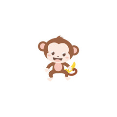 cute animal monkey vector set animal