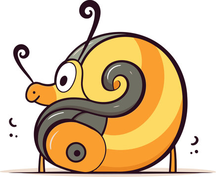 Cute cartoon snail vector illustration isolated on white background