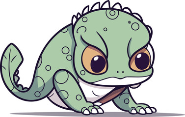 Cute cartoon iguana isolated on white background vector illustration