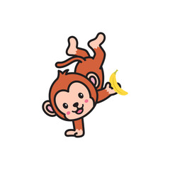 cute animal monkey vector set animal