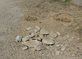 The texture of the gravel. Small rubble
