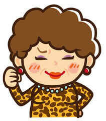 いいねをする大阪のおばちゃんのイラスト
