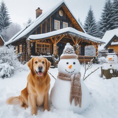 a dog is enjoying Winter season 