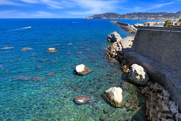Foto auf Acrylglas Neapel Townscape of Forio d'Ischia in Ischia Island, Italy. Panoramic view of Punta Soccorso.