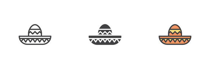 Fototapeta premium Mexican hat different style icon set