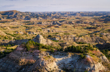 An Overlook of the Badlands at Theodore Roosevelt National Park in North Dakota