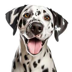 Portrait of happy polka dot dog on transparent background