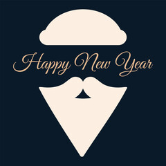 New year and christmas greeting card with santa claus beard. Retro style card 